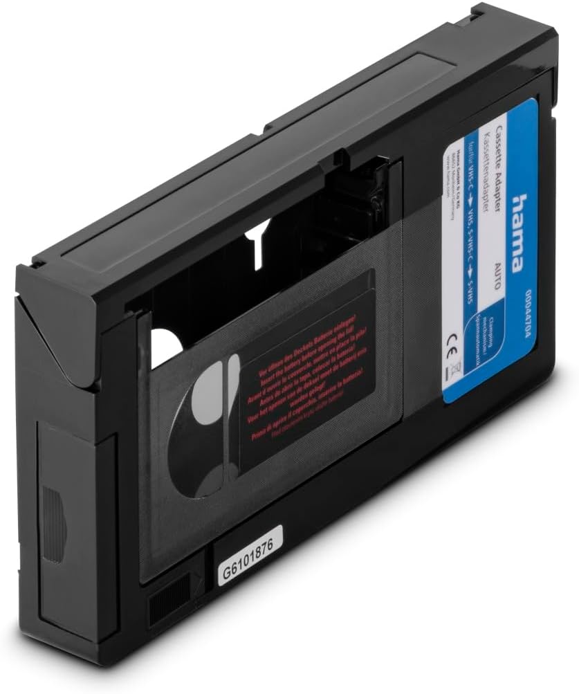 Hama Adaptateur cassette VHS-C/VHS '00044704' (Convertisseur vidéo, cassette adaptatrice motorisée, 6 mm) Noir