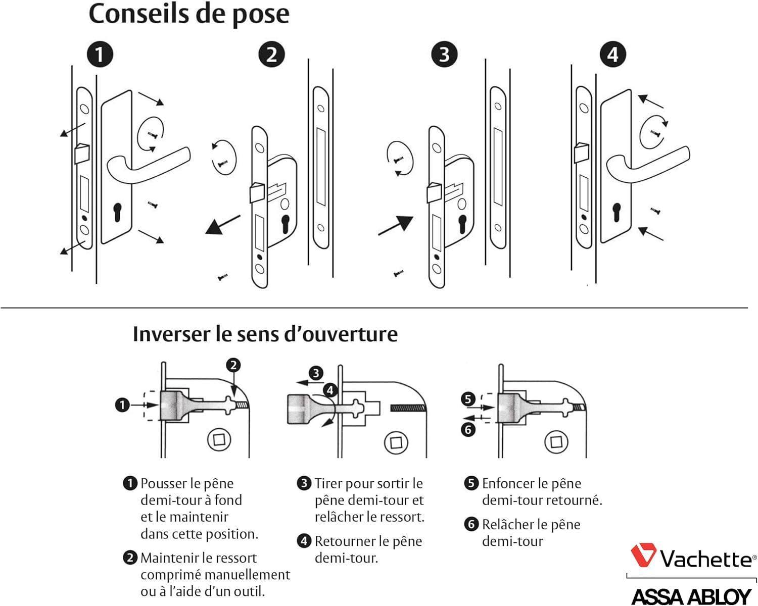 Serrure à encastrer à clé Vachette axe 40 mm NF niveau 2