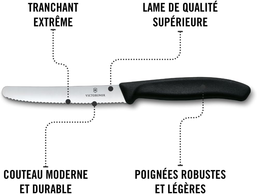 Couteau à tomates SwissClassic Victorinox lame crantée 11 cm