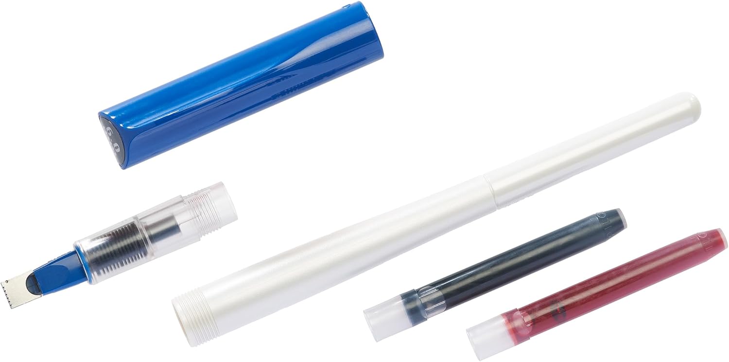 Stylo plume calligraphique - PILOT - Parallel Pen - Corps bleu - Plume en acier - Largeur 0,5-5,7mm