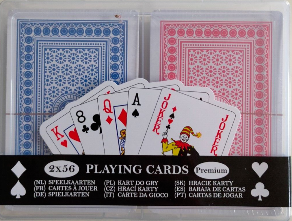 Coffret de 2 jeux de 56 cartes en boîte cristal