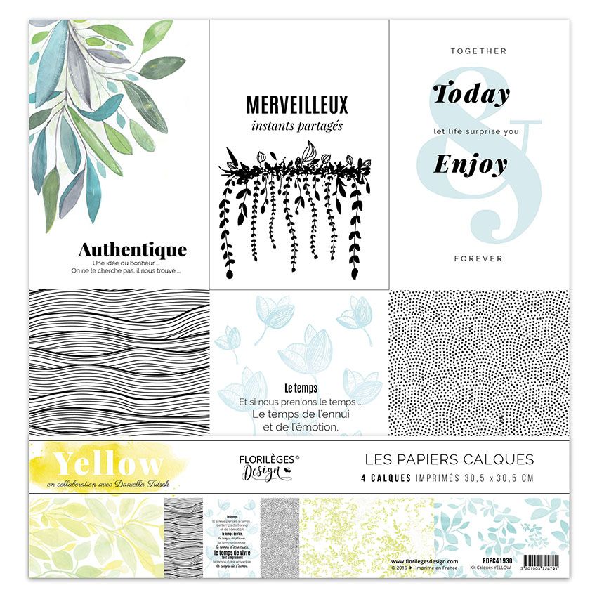 Set de calques 30x30 Yellow 4f - Florilèges Design