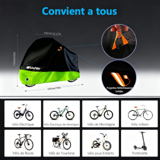 ZUAPEV Housse Velo Exterieur Protection, Bache Velo Exterieur Impermeable 210D Bâche Vélo Etanche, Protege velo Pluie Couverture 1 Velo de Course/Route/...