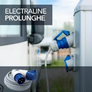  Electraline 46148 Rallonge 20 mt Prise industrielle Fiche IEC 3 pôles Convient pour camping-car, camping, caravane, bateau, chantier-gris, IP40