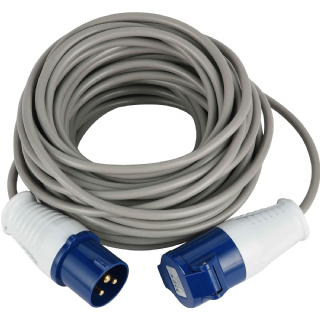 Electraline 46148 Rallonge 20 mt Prise industrielle Fiche IEC 3 pôles Convient pour camping-car, camping, caravane, bateau, chantier-gris, IP40