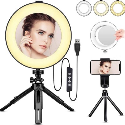 LED Lumière Anneau Bestope 45.72cm pour Maquillage Triple Trépied, Support Téléphone pour Youtube Video, 3 Modes et 10 Niveau de Luminosité Prise USB