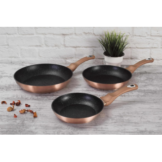 Berlinger Haus, Set de 3 Pièces Collection Rose Gold, en aluminium forgé, revêtement en marbre antiadhésif à 3 couches, Poignée ergonomique, Convient à tous les types de plaques de cuisson 