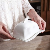MALACASA, Série Flora Beurrier Blanc Beurrier En Porcelaine Avec Couvercle