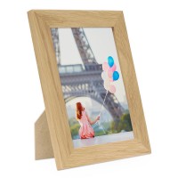 Lot de 2 Cadre Photo en Bois Basic Collection Moderne Chêne 13x18 cm