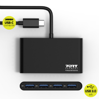 PORTDESIGNS Hub USB 3.0 - 4 Ports - Câble 30cm