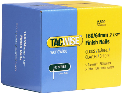 Tacwise 0301 Clous de Finition Galvanisés de Type 16G / 64 mm, Lot de 2500