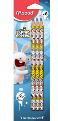 Maped 850045/m85055 Motif de 6 Crayon crétins avec gomme, carte blister 