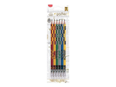 Maped - 6 Crayons Graphite Black'Peps Harry Potter HB avec Embout Gomme - Lot de 6 pour Dessin