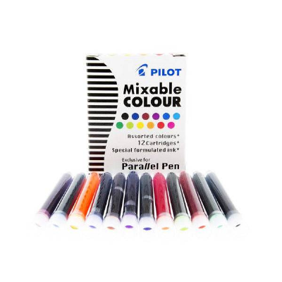  Lots de 12 cartouches d'encre pour stylos Parallel 12 couleurs 