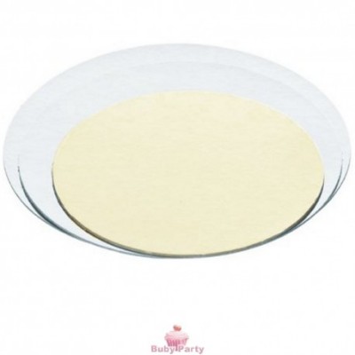 ASSIETTE À GÂTEAU RONDE DOUBLÉE D'OR ET D'ARGENT DIAM 28 CM