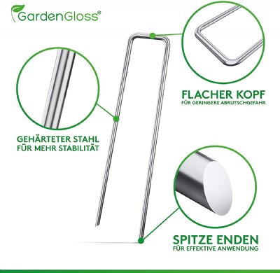 GardenGloss Piquets de Fixation en Acier Galvanisé pour Sols Très Durs