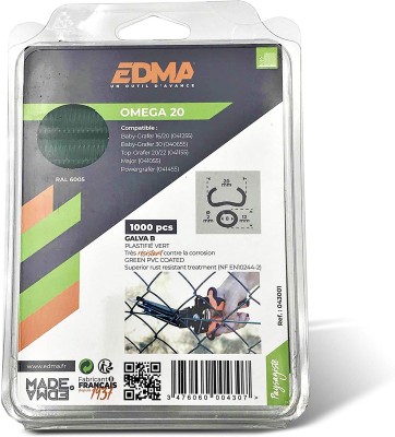 EDMA 043001 Agrafe Omega 20, Galva Plastifié Vert, 1000 pcs