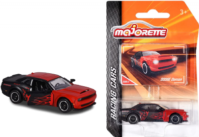  Majorette Racing Dodge Demon Voiture à Roue Libre avec pièces à Ouvrir 1/64 7,5 cm Noir/Rouge