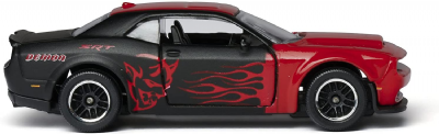  Majorette Racing Dodge Demon Voiture à Roue Libre avec pièces à Ouvrir 1/64 7,5 cm Noir/Rouge
