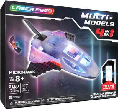 Laser Pegs, Navette Spatiale - 4 en 1 - 117 pcs, Construction, brique lumineuse, Jouet pour enfants dès 8 ans, LAU06