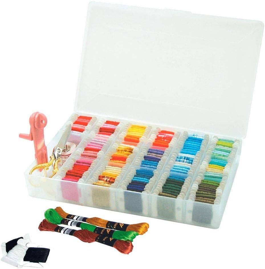 Boîte Rangement pour Fil à Broder Plastique Transparent 27,5 x 17,5 x 4 cm 