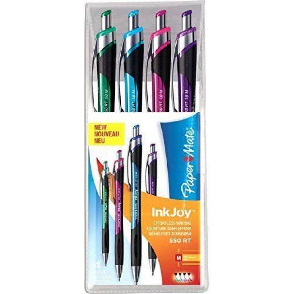 Papermate Inkjoy 550 RT Stylo bille rétractable - Pochette de 4 couleurs fun