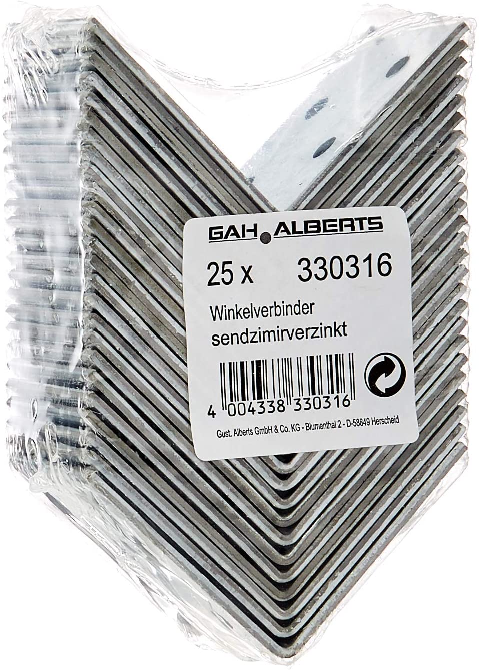 GAH-Alberts 330316 Équerre d'assemblage - acier, galvanisée Sendzimir, 50 x 50 x 40 mm / 25 pcs