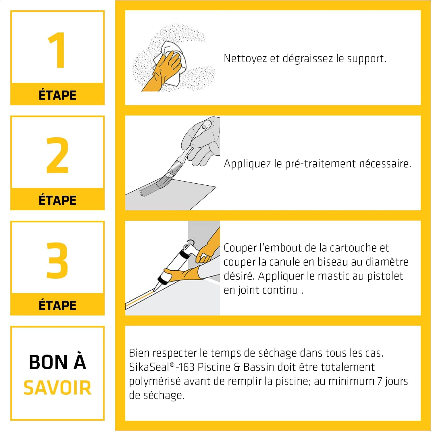Mastic d'étanchéité - SIKA - Sikaseal 163 - Transparent - 300 ml - Spécial Piscine