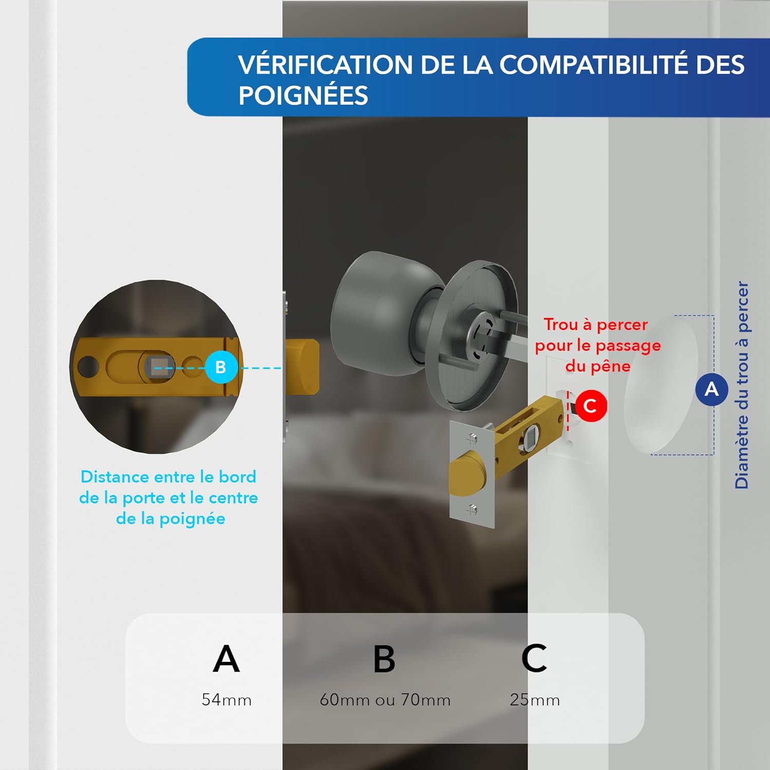 XFORT Tulip Entrance Knob – Poignée de Porte avec Serrure et Clé – Poignée pour Porte Intérieure en Bois avec Verrou – Finition Chrome Poli – Kit Complet