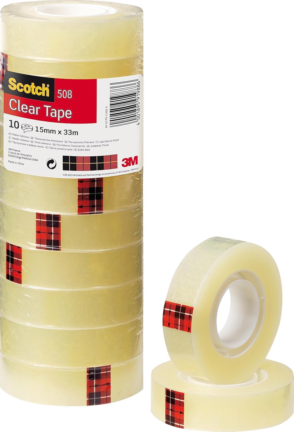 Ruban adhésif transparent Scotch 508 – lot de 10 rouleaux