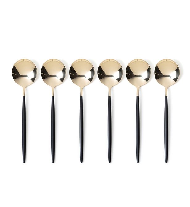 Lot de 6 cuillères à soupe en inox champagne Barbule