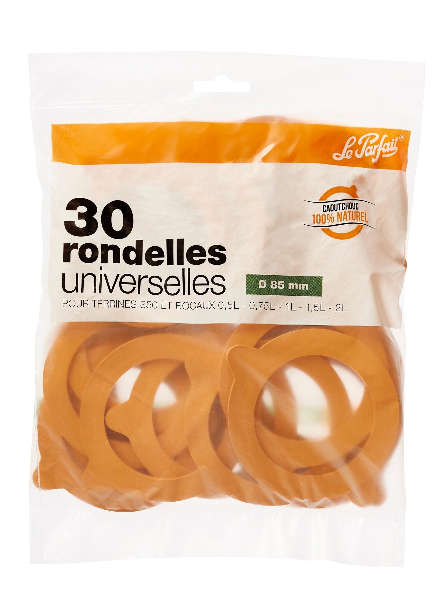 Rondelles universelles en caoutchouc Le Parfait 85 mm - Lot de 30