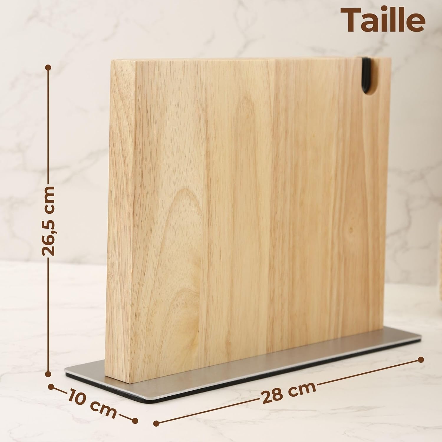 Porte-couteaux magnétique XL en chêne avec aiguiseur