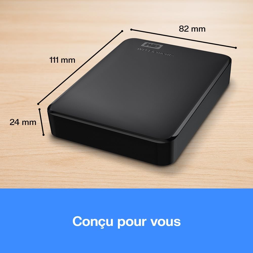 Disque dur externe portable WD Elements 4 To USB 3.0 noir