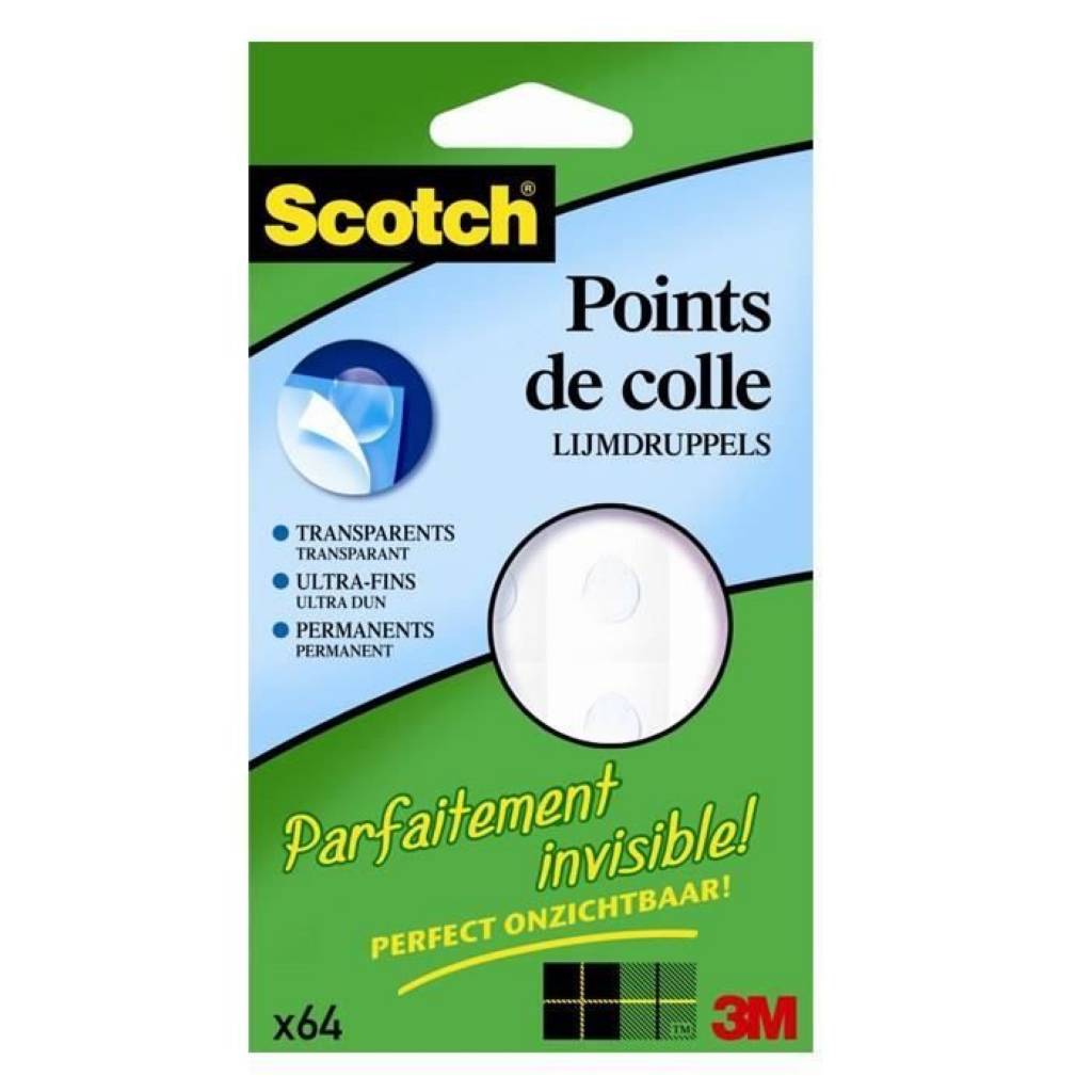 Pastilles adhésives double face invisibles Scotch 64 unités