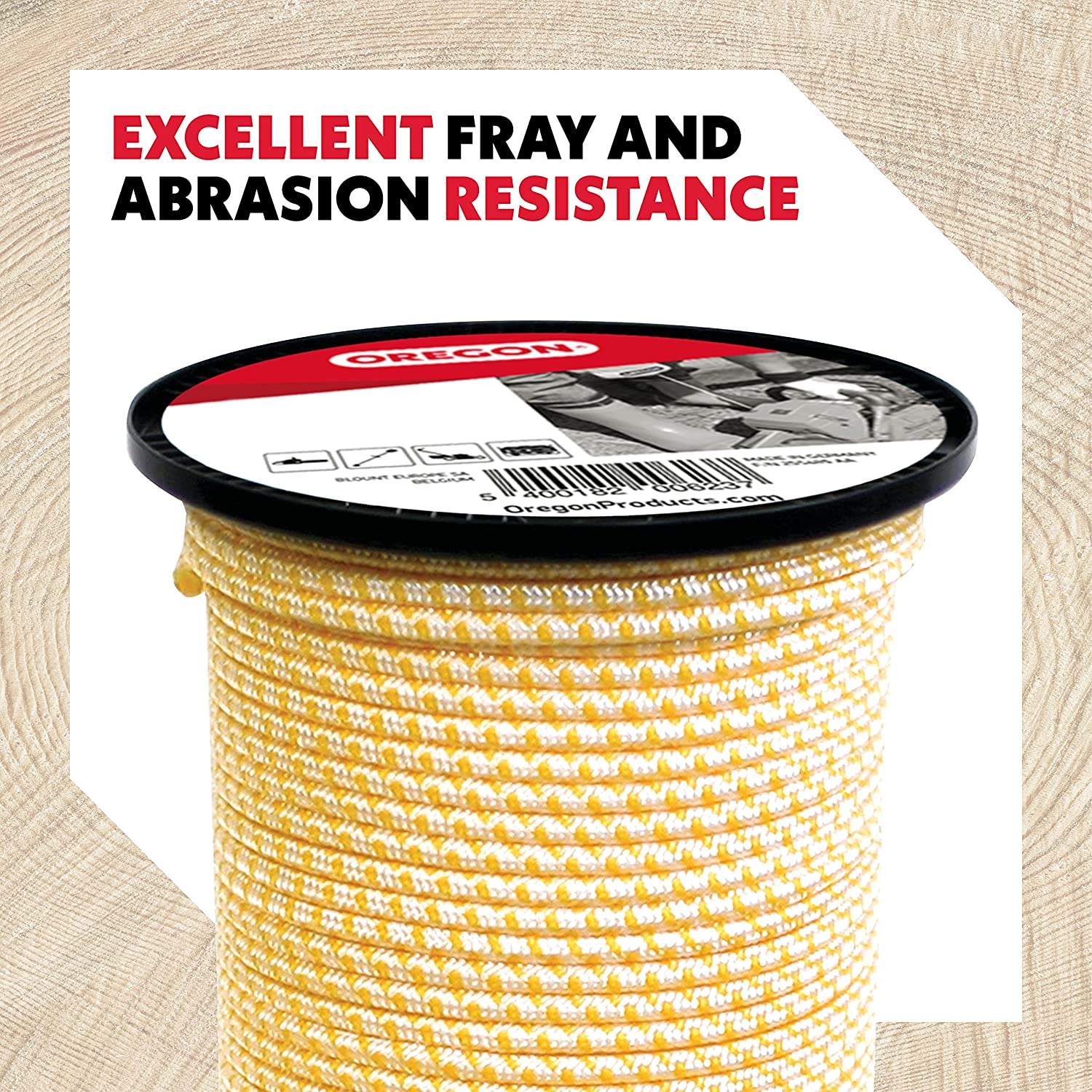 Oregon - Corde de Lanceur de 3 mm x 30,5 mm pour Tronçonneuses et Débroussailleuses, Cœur en Polyamide, Résistant à l'Huile et au Pétrole (522852)