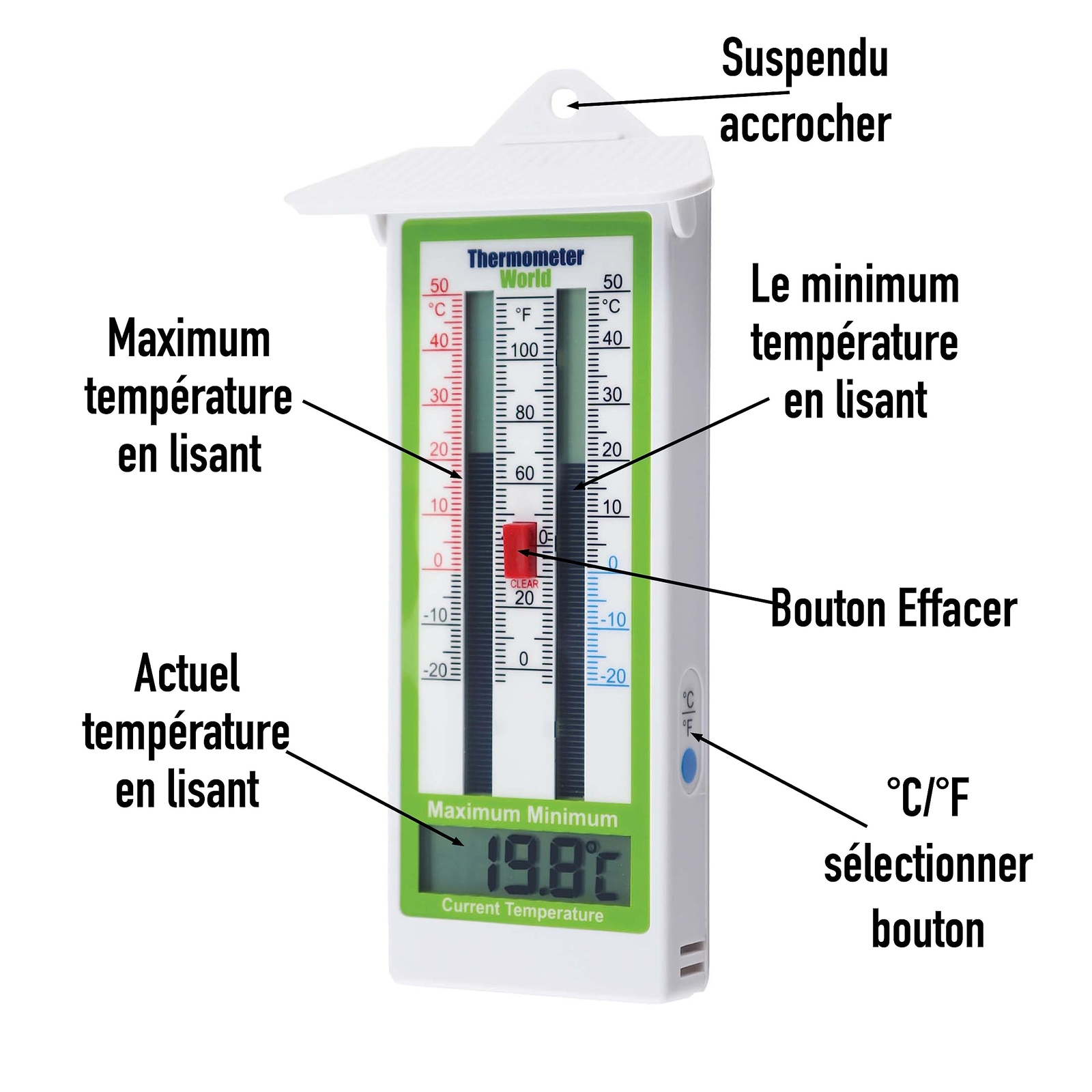 Thermomètre de serre numérique Max Min Température ambiante - Thermomètre Max