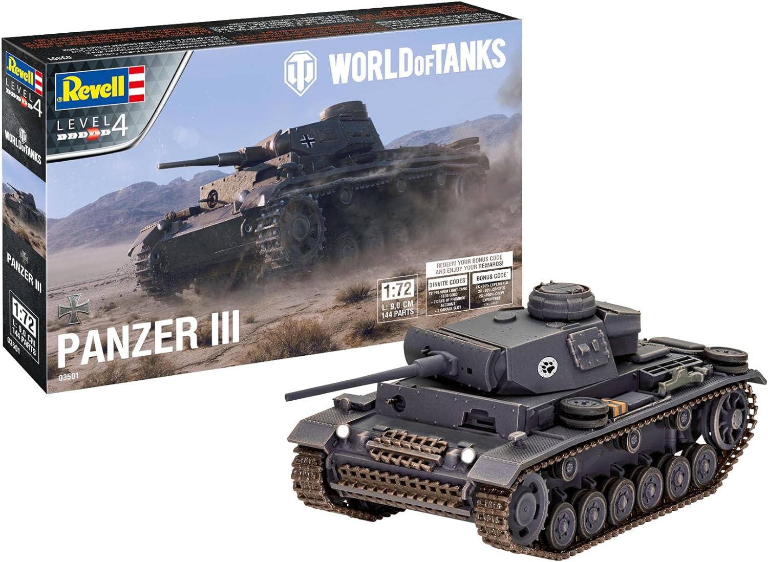 Revell-03501 d'assault PzKpfw.III Ausf.L World of Tanks Char de Combat Maquette, 03501, Incolore 
