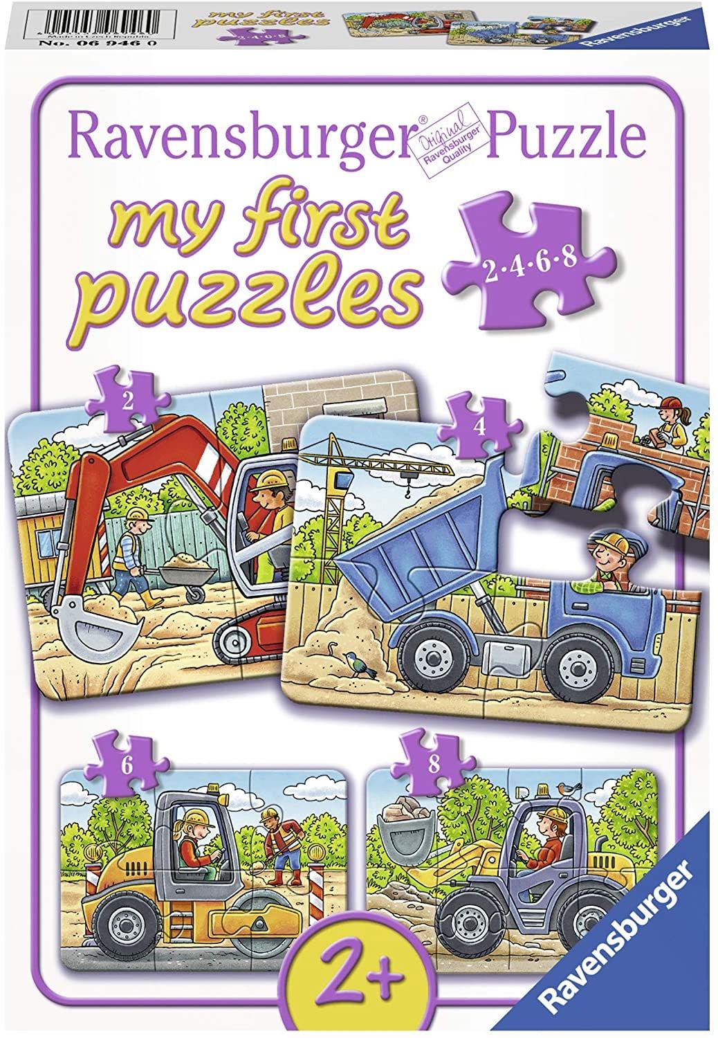 Mes premiers puzzles véhicules de chantier Ravensburger 2 à 8 pièces