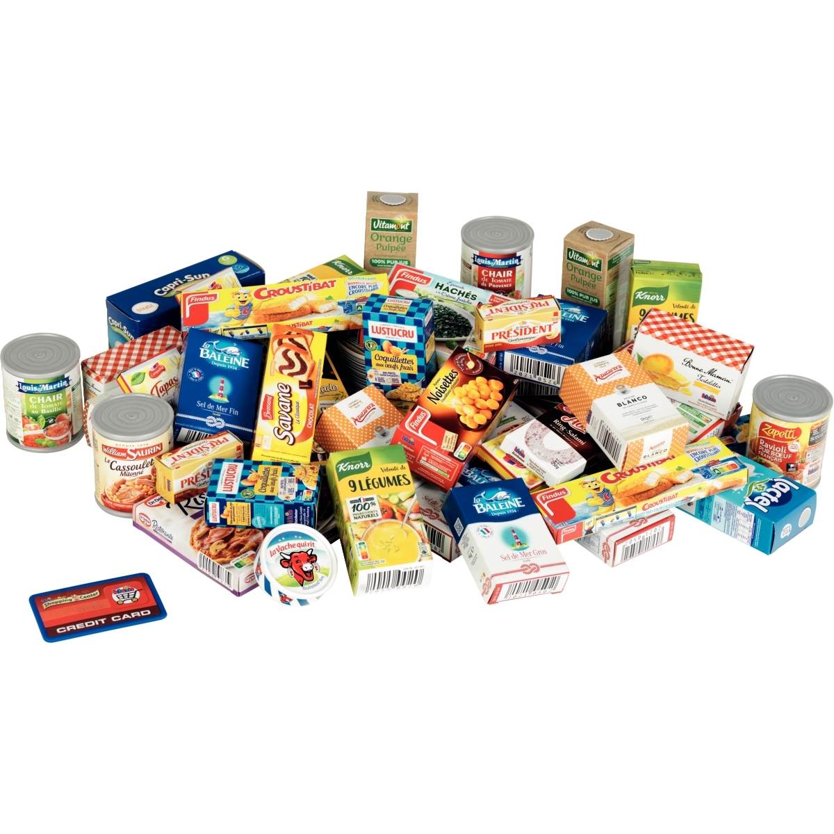 Lot de 40 produits d'épicerie + carte bancaire Klein