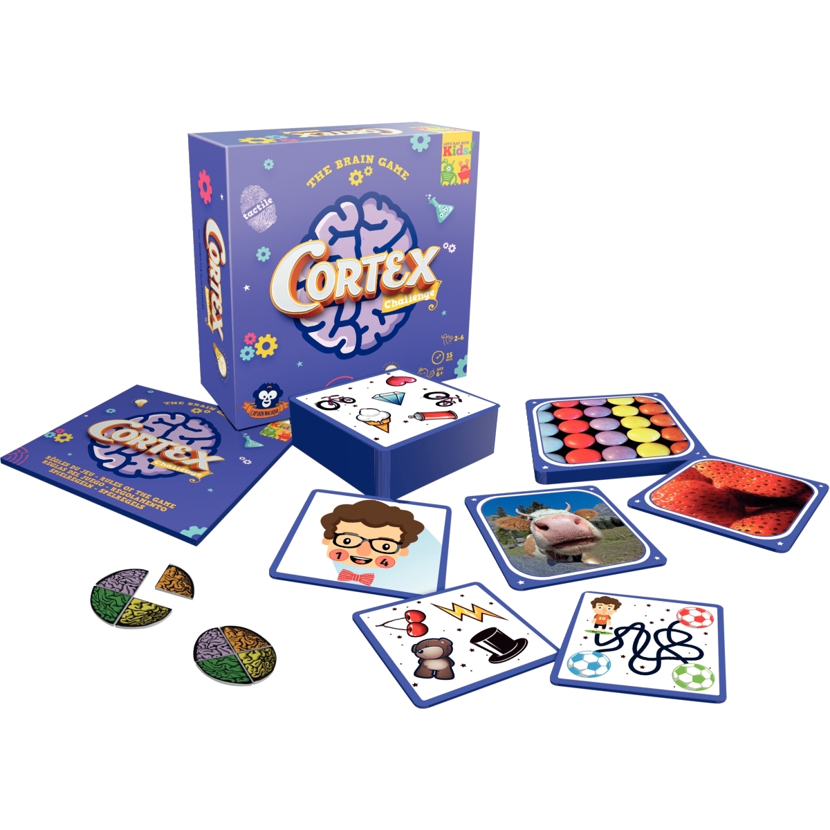  Asmodee - Cortex : Challenge Kids - Jeux de société pour Enfants dès 6 Ans - Jeux de Cartes sensoriels - Testez Votre Mémoire - 2 à 6 Joueurs - 15 Min 