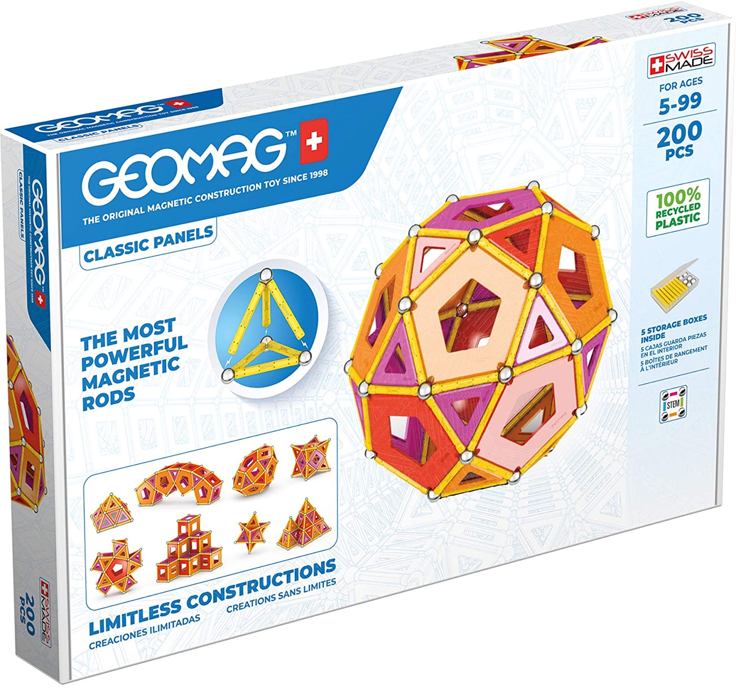  Geomag jeu de construction Classic Pannels Green Line 200 pièces ( Emballage abimé )