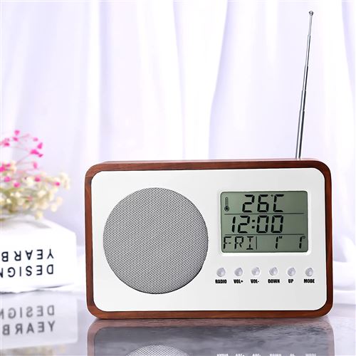 Radio-réveil vintage années 60 LCD FM avec température et alarme