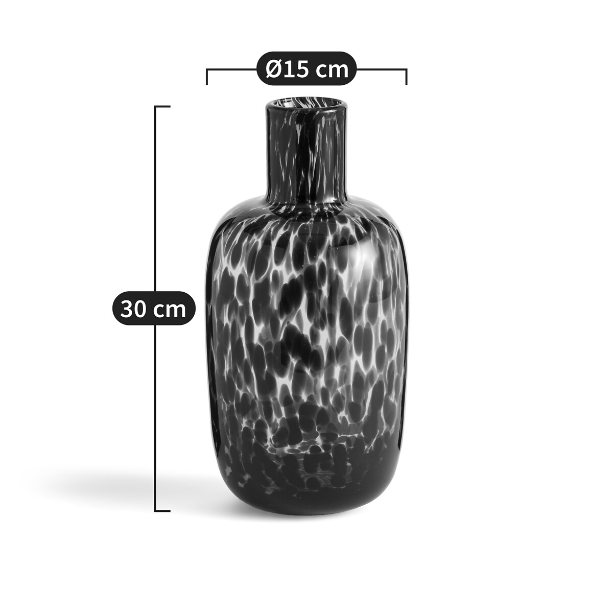 Vase tacheté en verre H30 cm, Fauvita