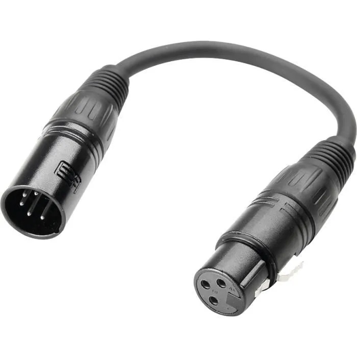 Adaptateur DMX Adam Hall 3 Star XLR 5 broches mâle vers XLR 3 broches femelle