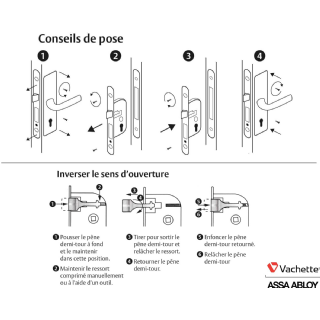 Vachette Serrure à encastrer à clé, axe 40 mm, coffre 135 mm, Certifiée NF Niveau 2