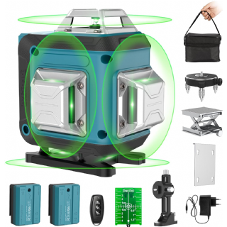 Niveau Laser Autonivelant Vert 4 x 360°, Laser Chantier 4D 16 Lignes,