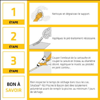 Mastic d'étanchéité - SIKA - Sikaseal 163 - Transparent - 300 ml - Spécial Piscine