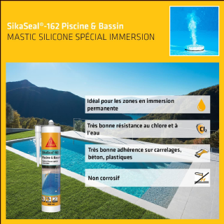 Mastic d'étanchéité - SIKA - Sikaseal 163 - Transparent - 300 ml - Spécial Piscine