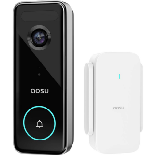 Aosu Sonnette sans Fil avec Caméra HD 5MP, Exterieur Etanche avec Pile, Sonnettes Vidéo avec Radar et PIR Détection, Wi-FI 5/2,4